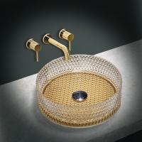 Раковина накладная круглая Vincea  VBS-5GL04 стекло цвет прозрачный золото