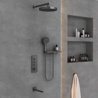 Душевая система со смесителем Vincea Inspire VSFW-433TI2RGM монтаж встраиваемая в стену с термостатом вороненая сталь