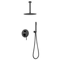 Душевая система со смесителем Abber Emotion AF8821B монтаж встраиваемая в стену без термостата черный матовый