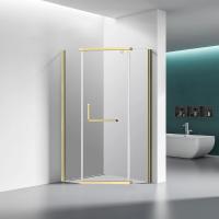 Душевой угол распашной Veconi Rovigo RV36G-80-01-C5 пятиугольный 80x80 стекла прозрачные, профиль брашированное золото