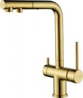 Смеситель для кухни Paulmark SERPENTINE Se213222-G с подключением к фильтру золото