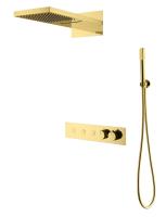 Душевая система со смесителем Boheme Fusion 131-G монтаж встраиваемая в стену с термостатом Gold