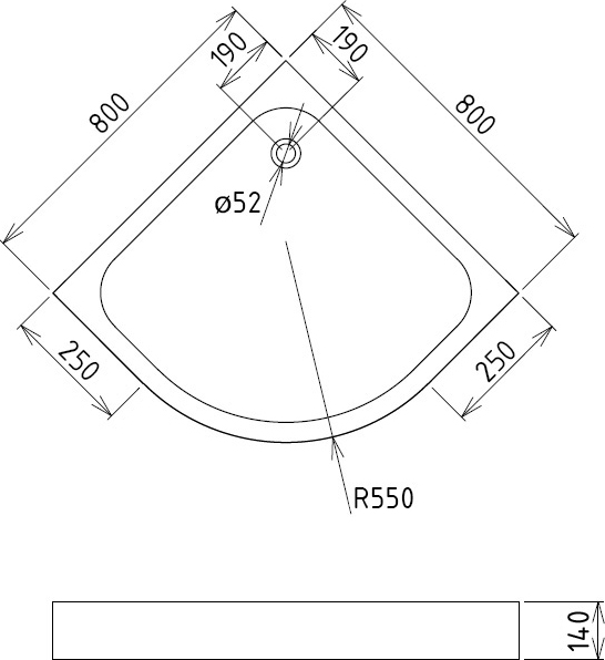 Душевой поддон низкий Gemy  ST06T четверть круга акрил 80x80 белый