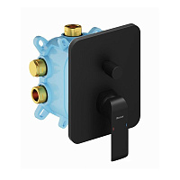 Смеситель для душа на 2 выхода Ravak Flat X070179 встраиваемый в стену 
без термостата черный матовый