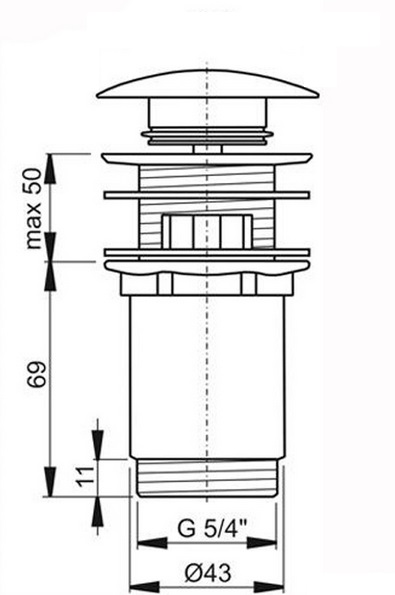 Донный клапан для раковины Ravak Click-Clack металл белый матовый, латунь, латунь, латунь