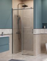 Душевая дверь BelBagno Soft Close-2 SOFT_CLOSE-2-BF-1-110-C-GM 110 см стекла прозрачные, профиль оружейная сталь