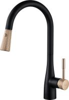 Смеситель для кухни D&K Rhein DA1462517D без подключения к фильтру черный/золото