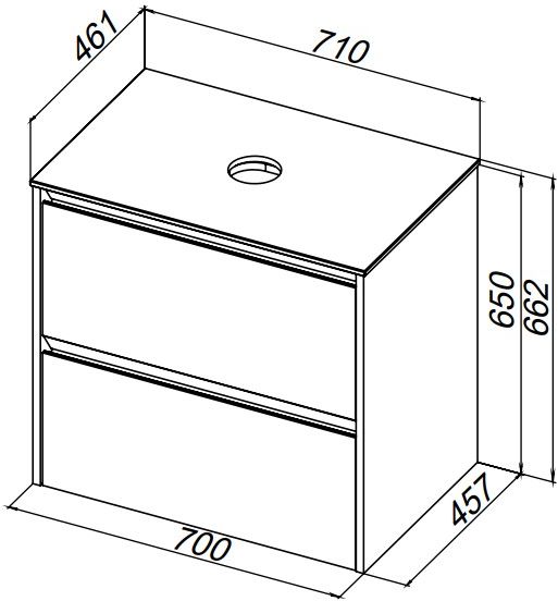 Столешница для ванной Allen Brau Activity 1.34021.ON 71 см искусственный камень, цвет серый