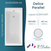 Чугунная ванна пристенная Delice Parallel DLR220506-AS 180x80 прямоугольная цвет белый