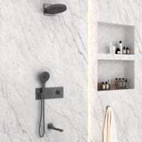 Душевая система со смесителем Vincea Inspire VSFW-432TI1GM монтаж встраиваемая в стену с термостатом вороненая сталь