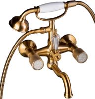 Смеситель для ванны или душа Boheme Royal Cristal 313-Royal/CRST настенный 
без термостата бронза