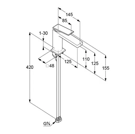 Смеситель для раковины Kludi Decus 542823975 черный матовый
