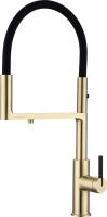 Смеситель для кухни Paulmark Tornado To213402-SBG с подключением к фильтру светлое брашированное золото