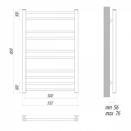 Полотенцесушитель водяной Lemark Ursus П10  50x80 LM72810BL черный матовый