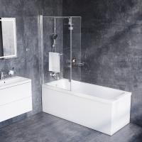 Шторка для ванны распашная  Damixa Skyline DX35WBS-D7W1-150MT 110 см, стекла прозрачные, профиль хром