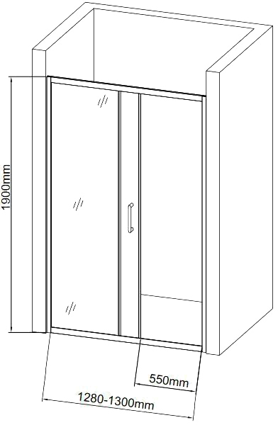Душевая дверь Aquanet  SD-1300A 130 см стекла прозрачные, профиль хром