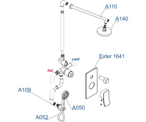 Душевая система со смесителем Wasserkraft  A16040 монтаж встраиваемая в стену без термостата светлая бронза