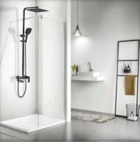 Душевая система со смесителем ALMAes Turia SDI-1808 монтаж настенная без термостата черный матовый