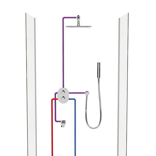Смеситель для душа на 3 выхода Ravak Chrome X070075 встраиваемый в стену 
с термостатом хром