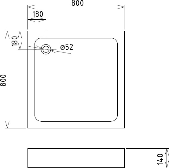 Душевой поддон низкий Gemy  ST15A квадратный акрил 80x80 белый