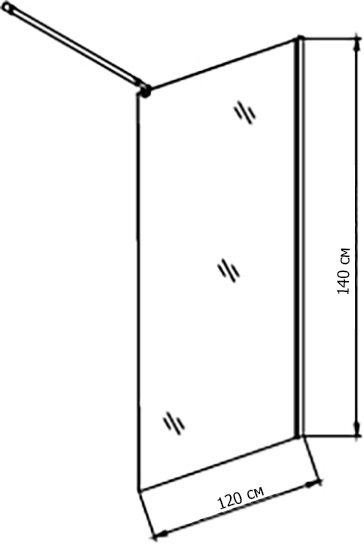 Шторка для ванны неподвижная  Grossman  GR-103 120 см, стекла прозрачные, профиль хром