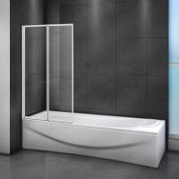 Шторка для ванны распашная складная  Cezares Relax RELAX-V-2-80/140-C-Bi 80 см, стекла прозрачные, профиль белый