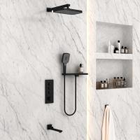 Душевая система со смесителем Vincea  VSFW-431T1RMB монтаж встраиваемая в стену с термостатом матовый черный