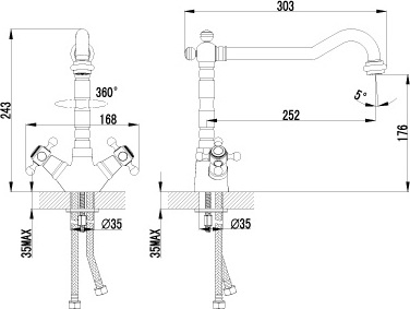 Смеситель для кухни Lemark Vintage LM2805B без подключения к фильтру бронза