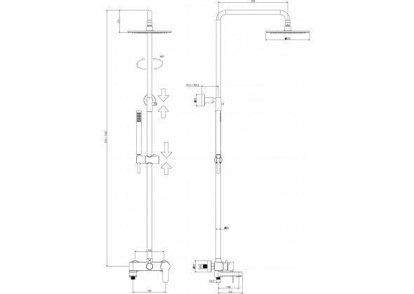 Душевая система со смесителем Paffoni BLU ZCOL632BO монтаж настенная без термостата 