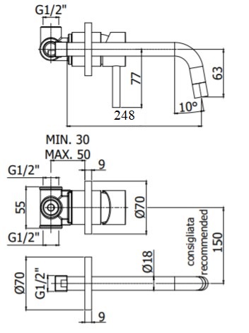 Смеситель для раковины Paffoni Light LIG007ST70 