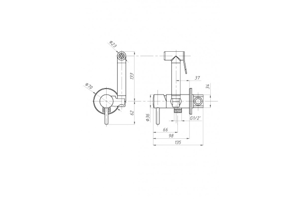 Гигиенический душ ALMAes Benito AL-859-08 встраиваемый в стену золото