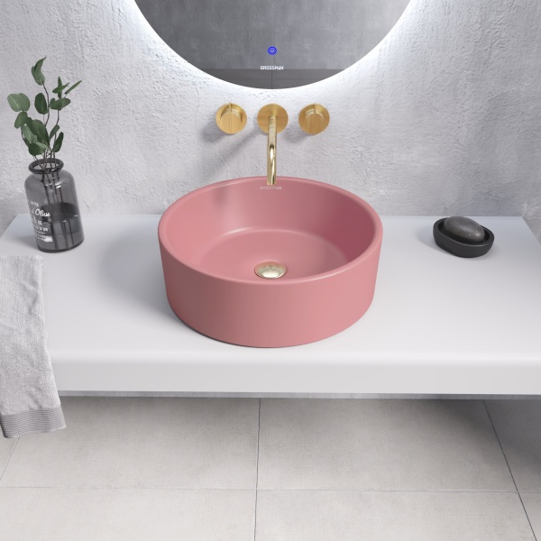 Раковина  круглая Grossman Color GR-3013PIM фаянс цвет розовый матовый