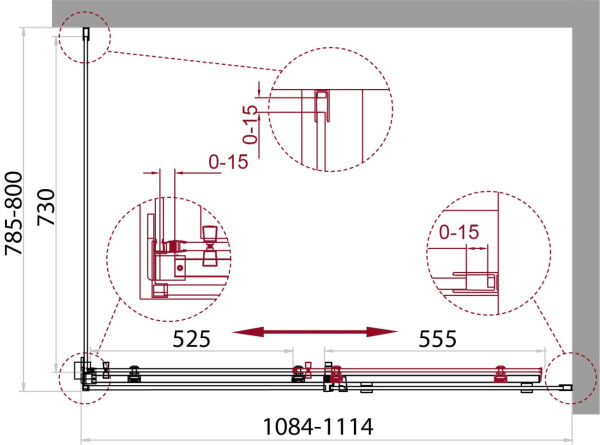 Душевой угол BelBagno Acqua ACQUA-AH-1-110/80-C-Cr прямоугольный 110x80 стекла прозрачные, профиль хром
