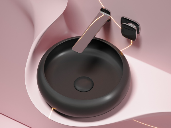 Раковина накладная круглая Ceramica Nova Element CN6050MB фарфор цвет черный матовый