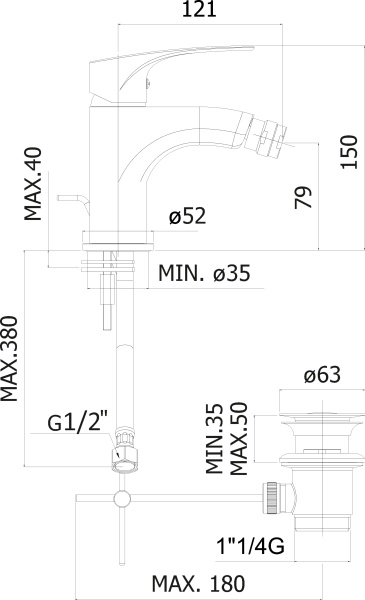 Смеситель для биде Paffoni Lime LM135CR латунь 