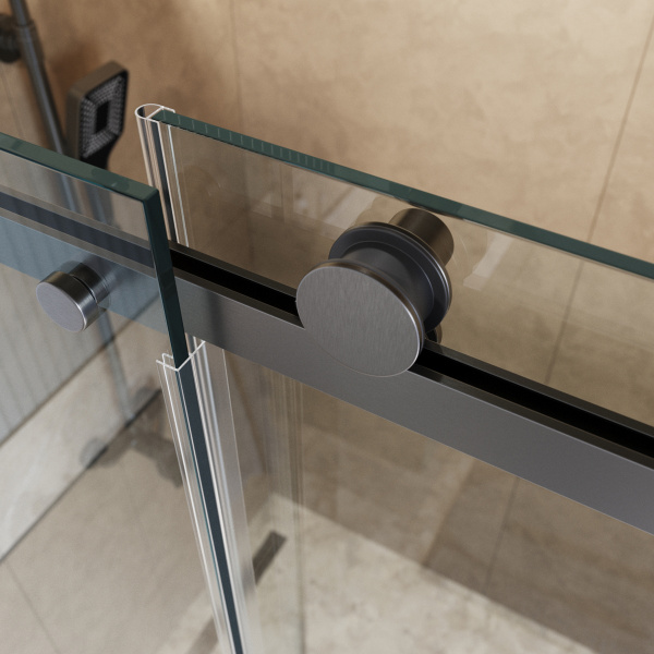Душевая дверь BelBagno Soft Close-2 SOFT_CLOSE-2-BF-1-130-C-GM 130 см стекла прозрачные, профиль оружейная сталь