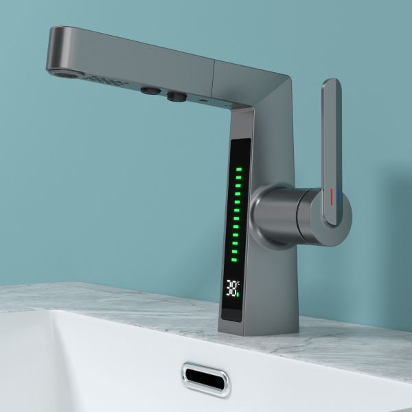 Смеситель для раковины Black&White Universe SD3029GM оружейная сталь