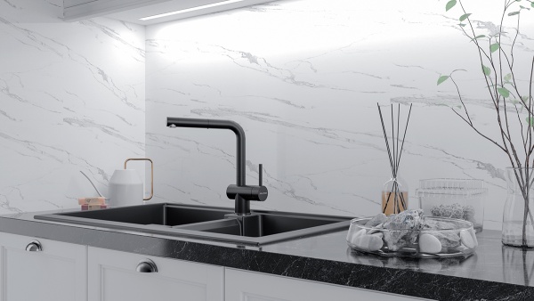 Смеситель для кухни Paulmark Dosse Do214418-401 без подключения к фильтру антрацит