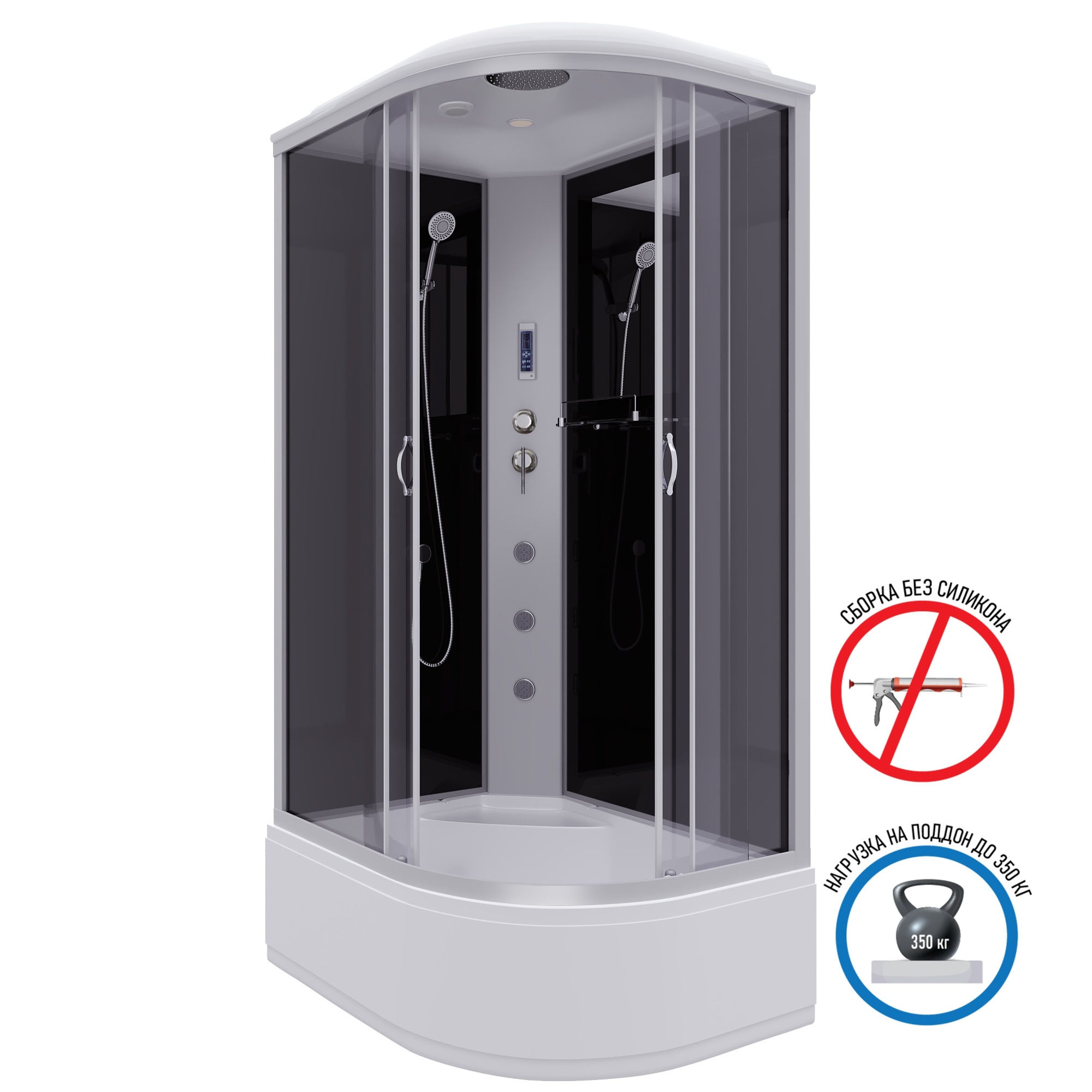 Душевая кабина с крышей Niagara Classic NG-2510-14LF асимметричная  120x80 стекла тонированные, профиль матовый хром