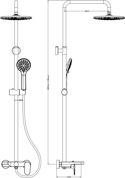 Душевая система со смесителем Boheme Spectre 458-B монтаж настенная без термостата Black