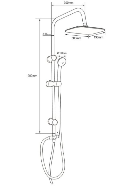 Душевая система без смесителя Aquanet Passion AF300-70-RC-B монтаж настенная без термостата черный