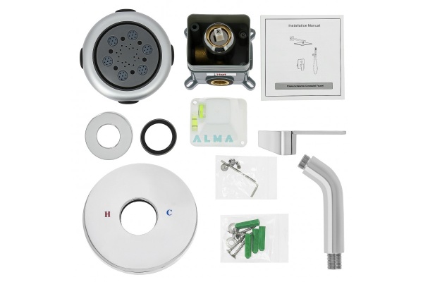 Душевая система со смесителем ALMAes Bartin TVZ-0896 монтаж встраиваемая в стену без термостата хром