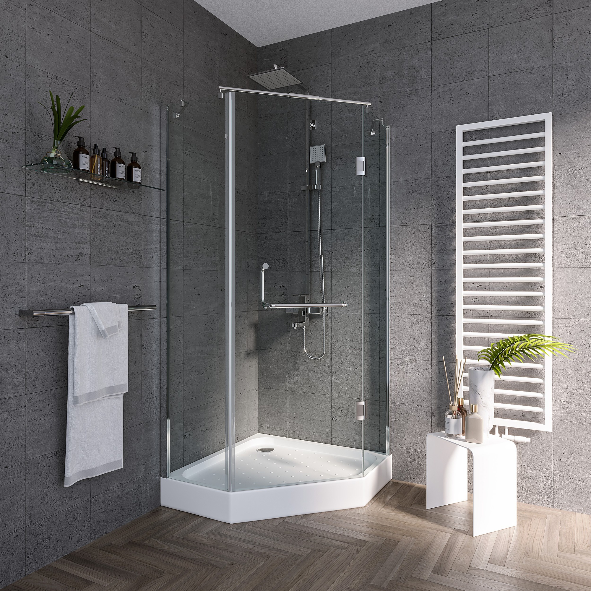 Душевой угол Grossman Classic GR-8090 пятиугольная  стекла , профиль 