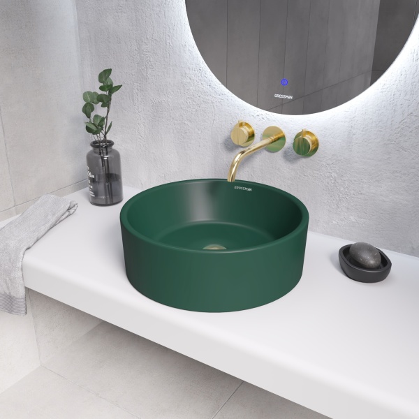 Раковина  круглая Grossman Color GR-3013OLM фаянс цвет светло-зеленый матовый