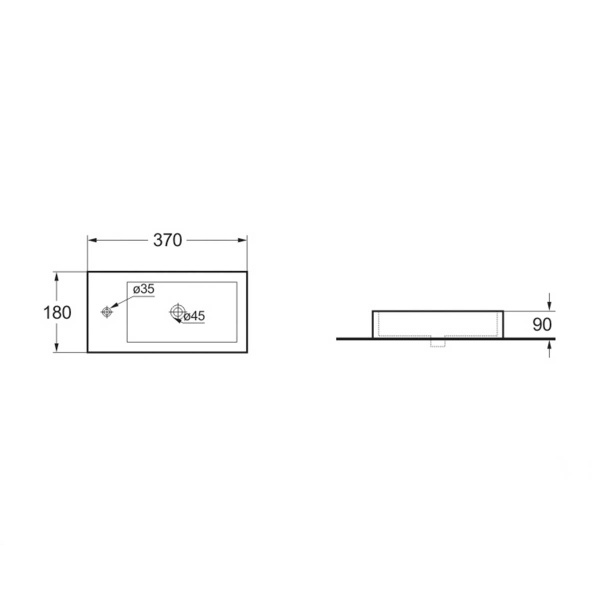 Раковина подвесная прямоугольная Vincea  VBS-133L фарфор цвет белый