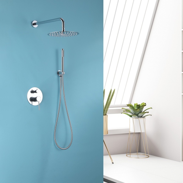 Душевая система со смесителем Abber Emotion AF8818 монтаж встраиваемая в стену без термостата хром