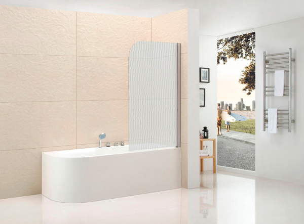 Шторка для ванны распашная  Cezares Eco ECO-O-V-1-80/140-P-Cr-R 81.5 см, стекла рифленые, профиль хром