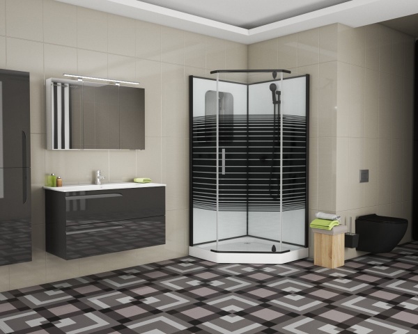 Душевая кабина без крыши Grossman  GR270D пятиугольная   стекла , профиль черный