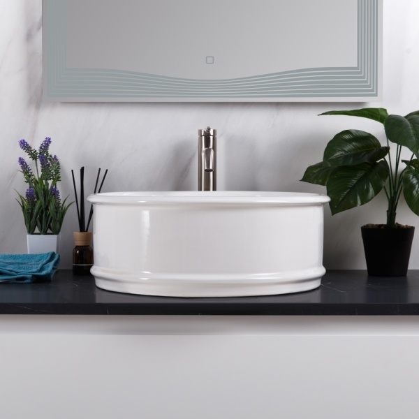 Раковина накладная круглая BelBagno  BB1383 фаянс цвет белый