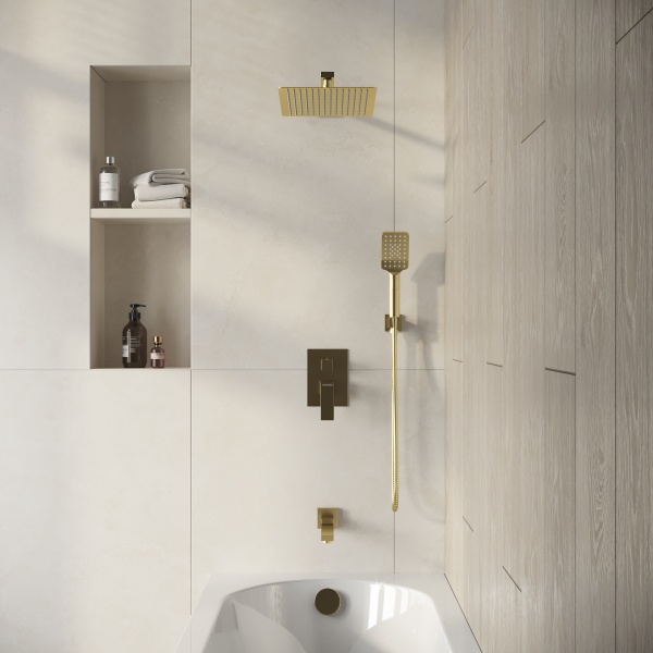 Душевая система со смесителем Grossman Style 501.K35.05.320 монтаж встраиваемая  в стену без термостата золото
